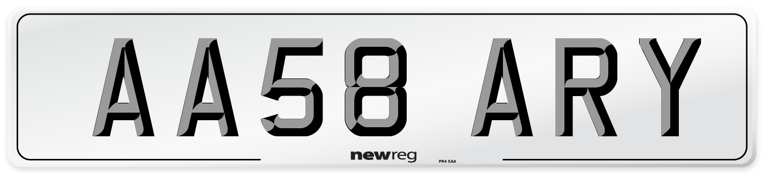 AA58 ARY Number Plate from New Reg
